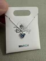 Disney Parks Mickey Mouse Aquamarine March Faux Birthstone Necklace Silver Color image 6