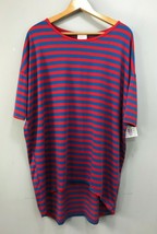LuLaRoe Irma Shirt Top Tunic Size M Medium Red &amp; Blue Stripes Striped NWT - $16.96