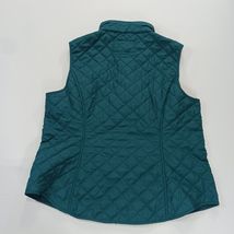 Van Heusen Vest Women’s Green Quilted Lined Full Zip Pockets Vest Size Large image 2