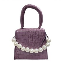 Boutique Womens Lavender Faux Crocodile Skin Pearls Crossbody Mini Bag H... - £27.97 GBP