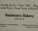 Bachman&#39;s Bakery Vintage Business Card Tucson Arizona bc4 - £3.10 GBP
