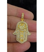 2.00Ct Round Simulated Diamond 14K Yellow Gold Plated Men&#39;s Hamsa Hand C... - $94.29 CAD
