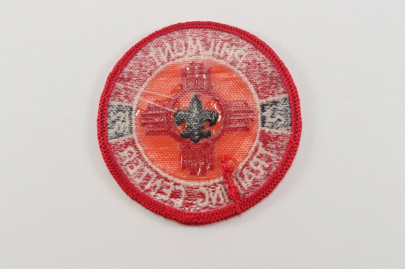 Vtg Fire Orange Training Center Philmont Twill T Boy Scouts of America BSA Patch Item image 3