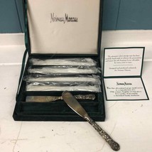 Set of 6 Neiman Marcus Silverware Flatware Butter Knives / Spreaders velvet box - $72.37