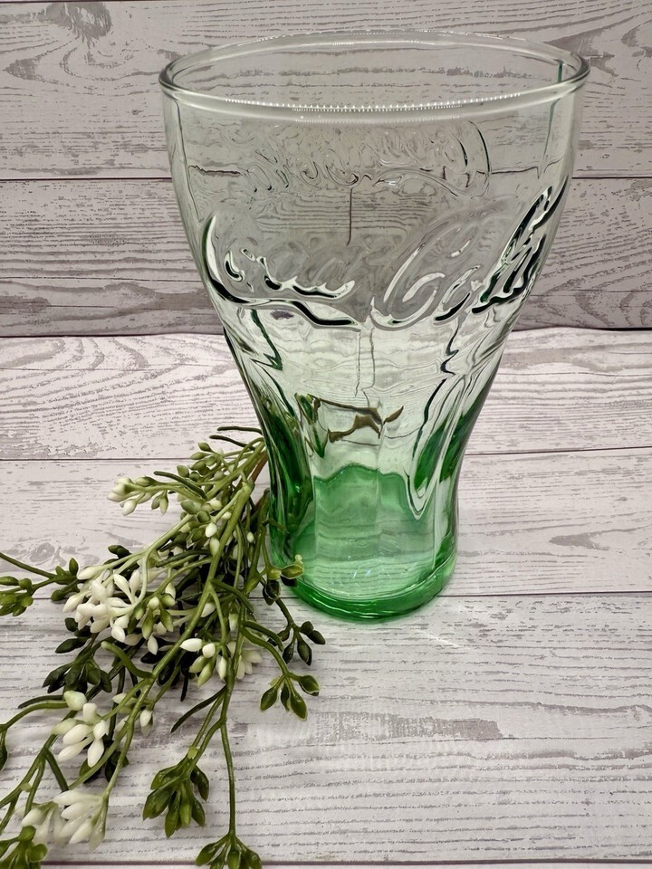 Vintage Embossed Coke Coca-Cola Green Drinking  Glass Tumbler Set of 4 - $15.51 Vintage Embossed Coke Coca-Cola Green Drinking  Glass Tumbler Set of 4 - $15.51
