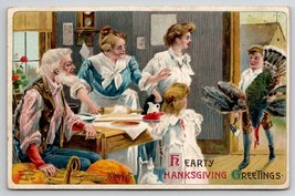 Hearty Thanksgiving Greetings Family Dinner Artist R Veenmiet 1909 Postcard K28 - £19.08 GBP