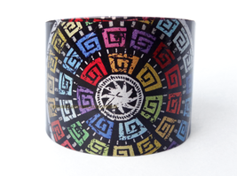 Black Rainbow Aztec Mayan Sun Cuff Bracelet Adjust fashion pride vintage... - $6.50
