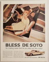 1959 Print Ad De Soto 2-Door Car with New Sports Swivel Seats Happy Lady - $12.27