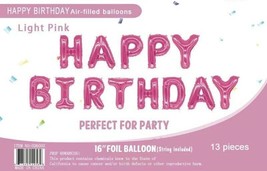 16&quot; Light Pink Foil Balloons Happy Birthday Banner Decoration Events Party - £12.15 GBP