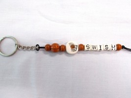 NEW BROWN CERAMIC ROUND BASKETBALL &amp; BEADS NET &amp; HOOP with SWISH TEXT KE... - $9.75 CAD