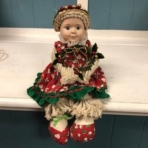 Vintage Mop Rope Doll Christmas Shelf Mantle Hand Crafted America’s Happ... - £41.09 GBP