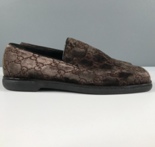 Gucci Womens 5 Loafers Brown Velvet All Over Print Logo Block Heels Square Toe - £367.94 GBP