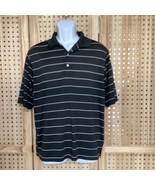 Palm Beach Golf Mens Polo Shirt Size L Black Striped Short Sleeve Lightw... - $13.86