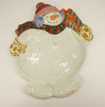 Fitz &amp; Floyd Frosty Folks Snowman Canapé Cookie Candy Plate Christmas With Box - $15.88