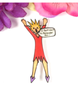 EXCITED LADY IN RED Vintage PIN I Can&#39;t Wait To Remember This! Handmade ... - $18.80