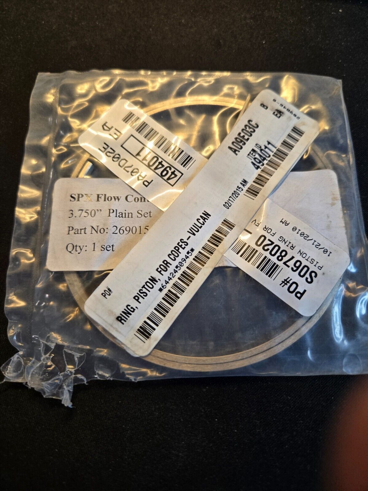 COPES VULCAN SPX 269015 3.750&quot; PISTON RING PLAIN (2 PCS) SET NEW RARE $49 - $48.51