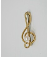 Krementz 14kt Yellow Gold Filled Treble Clef Pin with Cultured Pearl - $475.79 MXN