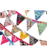 Recycled colorfull 30 feet bunting, fabric flags Unusual bunting, handma... - $53.51 CAD