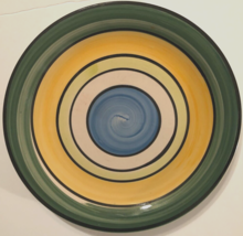 EMERALD COLLECTION Vintage Green Circles Striped Ceramic Dinner Plate 10.5&quot; - $8.46