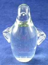 Pre-Owned 3.5&quot; Clear Crystal Penguin Art Glass Figurine - £7.82 GBP
