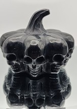 Black Obsidian Skull Pumpkin, Hand Carved, Halloween Decor, Halloween Pumpkin - £25.73 GBP