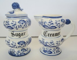 Vintage Arnart Blue Onion Danube Sugar Canister And Creamer Pitcher - £18.77 GBP