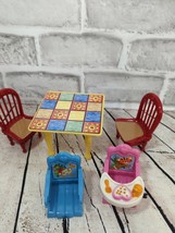 Fisher-Price Loving Family dollhouse yellow kitchen table red chairs bab... - £13.91 GBP