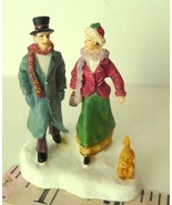 Grandeur Noel Victorian Village Couple Man and Lady Walking with Dog  2002 - $14.80