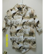 Red Head Mens Shirt Bass Fishing Theme Short Sleeve Medium Beige - $20.26 CAD