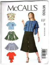 McCall&#39;s M7630 Misses 6 to 14 Tops Uncut Sewing Pattern New - $13.91