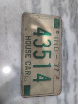 Vintage 1977 Indiana House Car License Plate 43514 Expired Green Text  - $12.87
