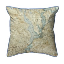 Betsy Drake Lake Winnisquam, NH Nautical Map Large Corded Indoor Outdoor Pillow - £43.41 GBP