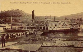 Steamer Island Queen Dock Coney Island Amusement Park Cincinnati Ohio postcard - £7.87 GBP