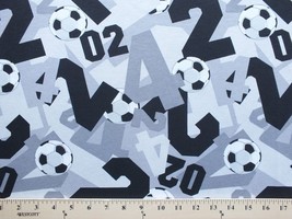 Soccer Balls Lightweight Jersey T-Shirt Knit Fabric Print By The Yard D343.04 - £9.71 GBP