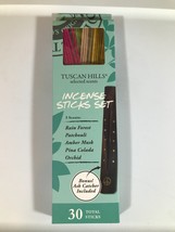 30 Pack Tuscan Hills Incense Sticks 5 Scents Assorted w/ Ash Catcher Orchid - £7.67 GBP