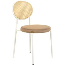 LeisureMod Brown Velvet Dining Chair, Armless Side Chair with Rattan Bac... - $104.61