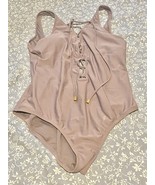 Shade &amp; Shore One Piece Ribbed Swimsuit Lace Up Front  Size Large Purple - $15.00