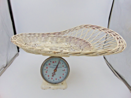 VINTAGE Nursery Baby Scale Woven Wicker White Weigh Analog - £59.35 GBP