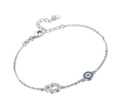 Kaletine Hamsa Hand of Fatima Evil Eye Bracelet Sterling 925 - £35.84 GBP