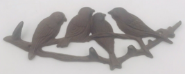 Brown Rustic 4 Birds Sparrows Triple Wall Hook Heavy Duty Cast Iron Towel Purse - $12.19