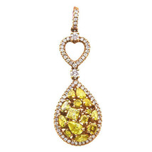 Real 2.00ct Natural Fancy Vivid Yellow Diamonds Pendant Necklace 18K Solid Gold - £3,234.11 GBP