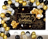 Black And Gold Birthday Party Decorations 50 Pieces Gold Black Balloon A... - £24.35 GBP