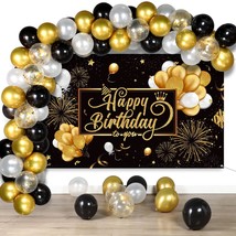 Black And Gold Birthday Party Decorations 50 Pieces Gold Black Balloon Arch Garl - £23.48 GBP