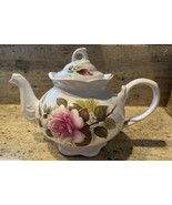 Arthur Wood &amp; Son Staffordshire Teapot Tea Pot w/ Lid Pink Burgundy Rose... - $19.79