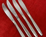 4 Customcraft CUS5 Stainless Floral Glossy MCM Flatware 8&quot; Dinner Knife - $24.70