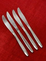 4 Customcraft CUS5 Stainless Floral Glossy MCM Flatware 8&quot; Dinner Knife - £19.31 GBP