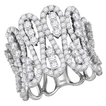 10kt White Gold Womens Round Diamond Fashion Cocktail Band Ring - £1,923.60 GBP
