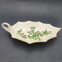 Vtg Lenox Holiday Holly Shaped Plate With Handle Dimension Collection - £29.28 GBP
