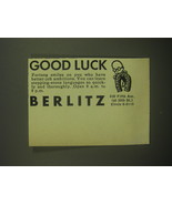 1947 Berlitz Modern Language Class Ad - Good Luck - £14.55 GBP
