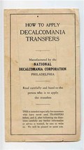 How to Apply Decalcomania Transfers Brochure National Decalcomania Phila... - £14.24 GBP